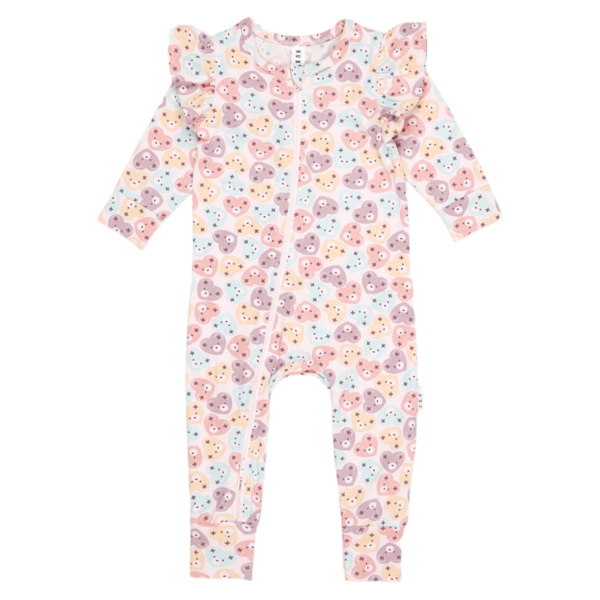 HEART BEAR ZIP ROMPER (PREORDER) - HUXBABY