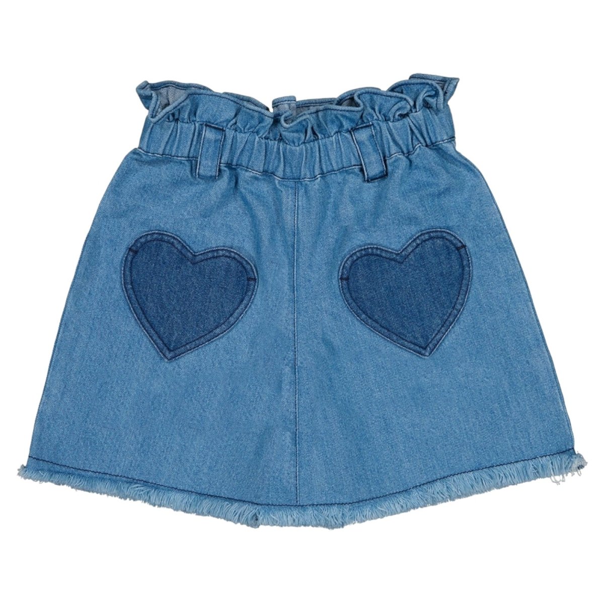 HEART PATCHES DENIM SKIRT (PREORDER) - LOUIS LOUISE