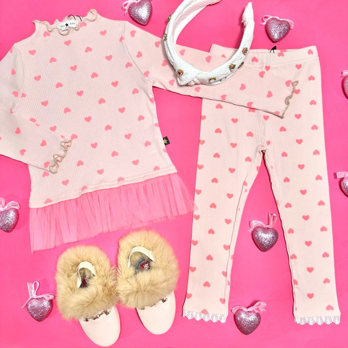 HEARTS LONG SLEEVE TUTU AND LEGGINGS SET - PETITE HAILEY