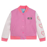 HEARTS PLEATHER VARSITY JACKET - BILLIEBLUSH