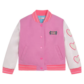 HEARTS PLEATHER VARSITY JACKET - BILLIEBLUSH