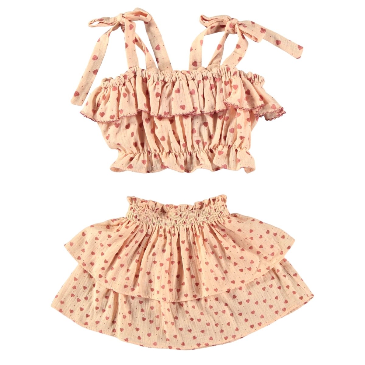 HEARTS RUFFLE TOP AND SKIRT SET (PREORDER) - TOCOTO VINTAGE