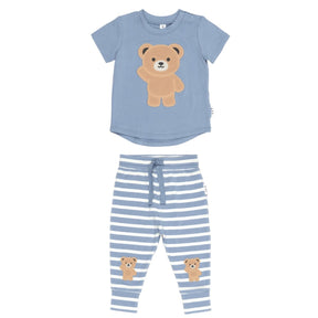 HELLO HUX TSHIRT AND STRIPE PANTS SET (PREORDER) - HUXBABY