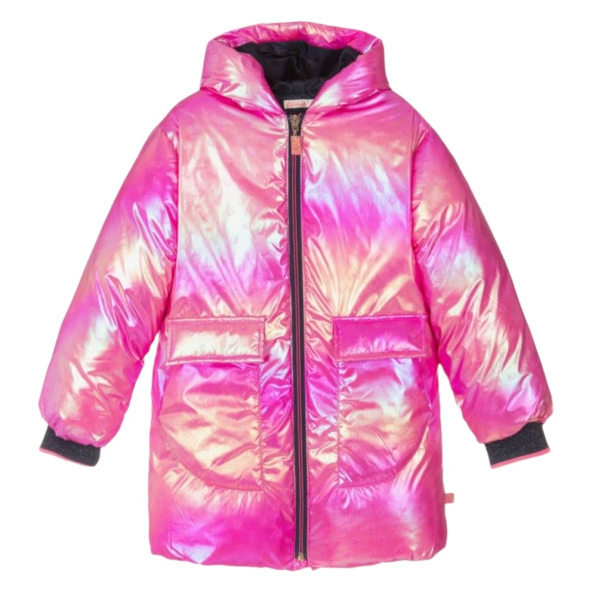 IRIDESCENT MINI HEARTS HOODED PUFFER JACKET - BILLIEBLUSH