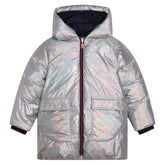 IRIDESCENT MINI HEARTS HOODED PUFFER JACKET - BILLIEBLUSH