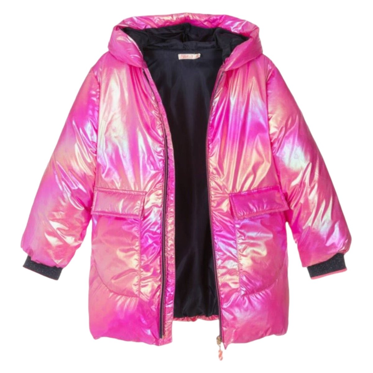 IRIDESCENT MINI HEARTS HOODED PUFFER JACKET - BILLIEBLUSH