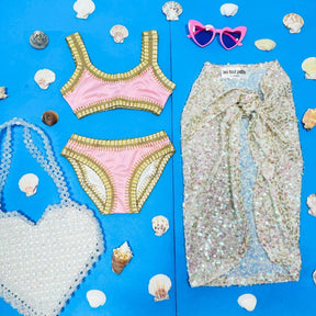 IRIDESCENT SEQUIN SARONG WRAP COVER UP - COVER UPS