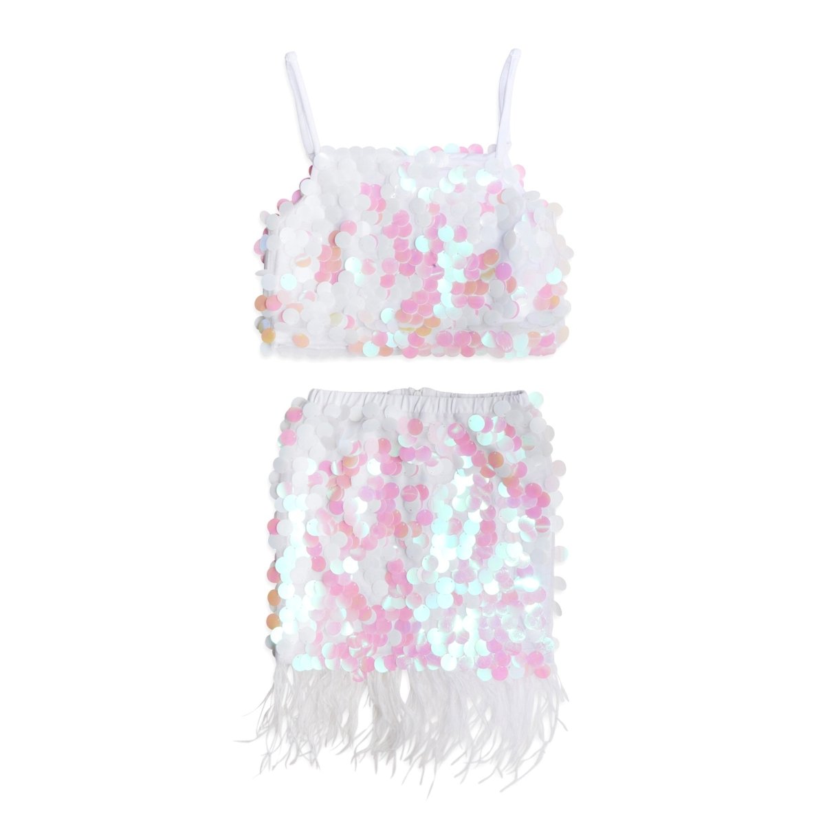 ISLA PAILLETTE TANK AND FEATHER SKIRT SET (PREORDER) - MINI DREAMERS