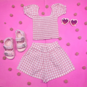 IVY GINGHAM TOP AND SHORTS SET - SET
