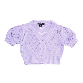 KNITTED HEART SHORT SLEEVE CARDIGAN - CARDIGANS