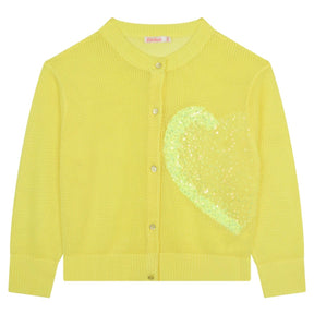 LARGE SEQUIN HEART KNITTED CARDIGAN - CARDIGANS