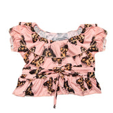 LEO BUTTERFLY RUFFLE TOP - SHORT SLEEVE TOPS