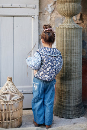 LIGHT DENIM WIDE LEG FLOR PANTS - PANTS