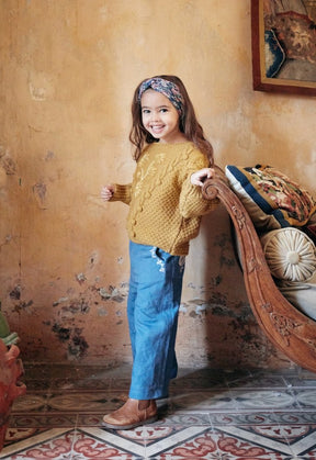 LIGHT DENIM WIDE LEG FLOR PANTS - PANTS