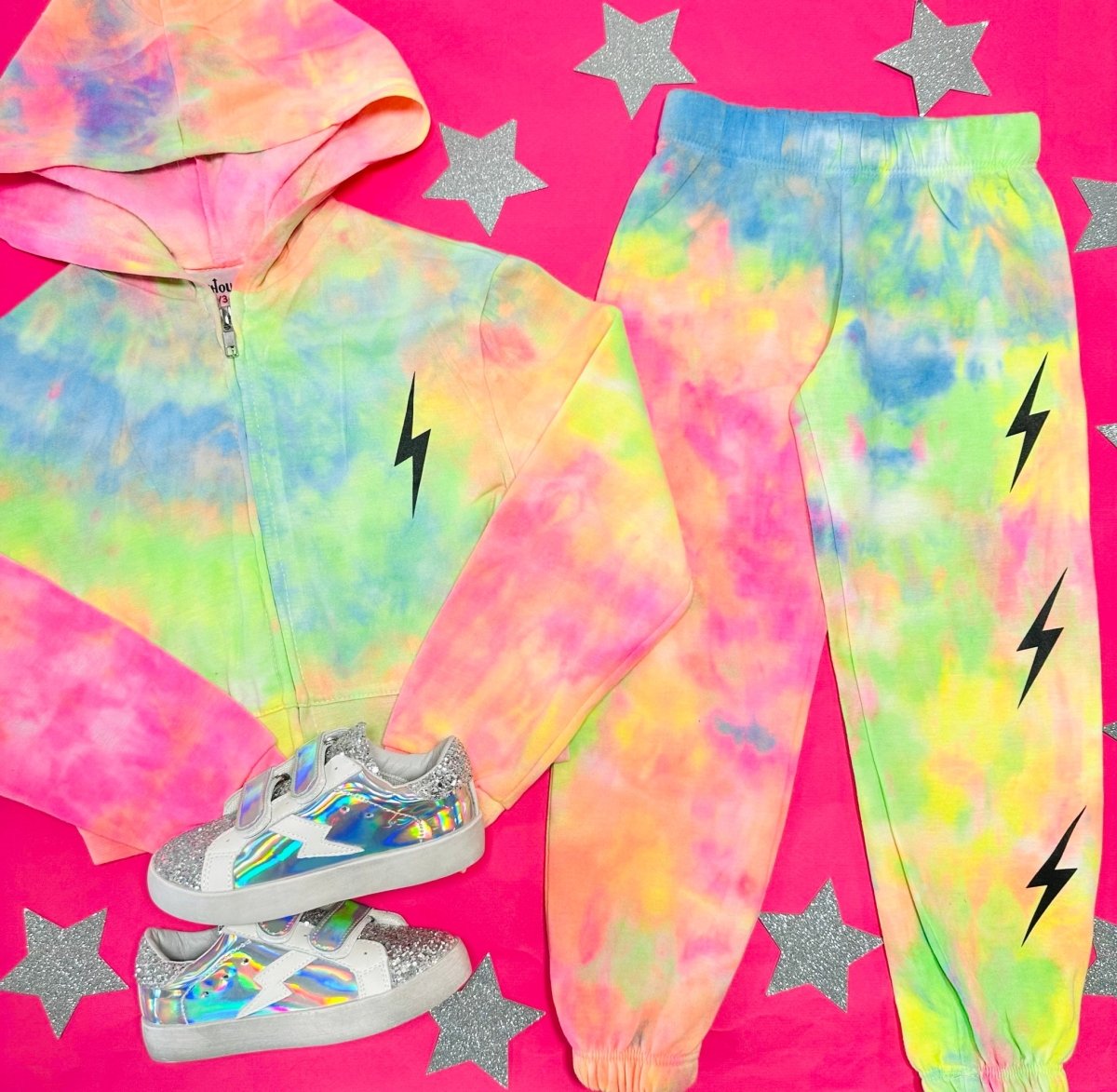 LIGHTNING BOLT TIE DYE ZIP UP HOODIE - FIREHOUSE