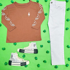 LIGHTNING SMILEY FACE LONG SLEEVE TSHIRT - CHASER KIDS