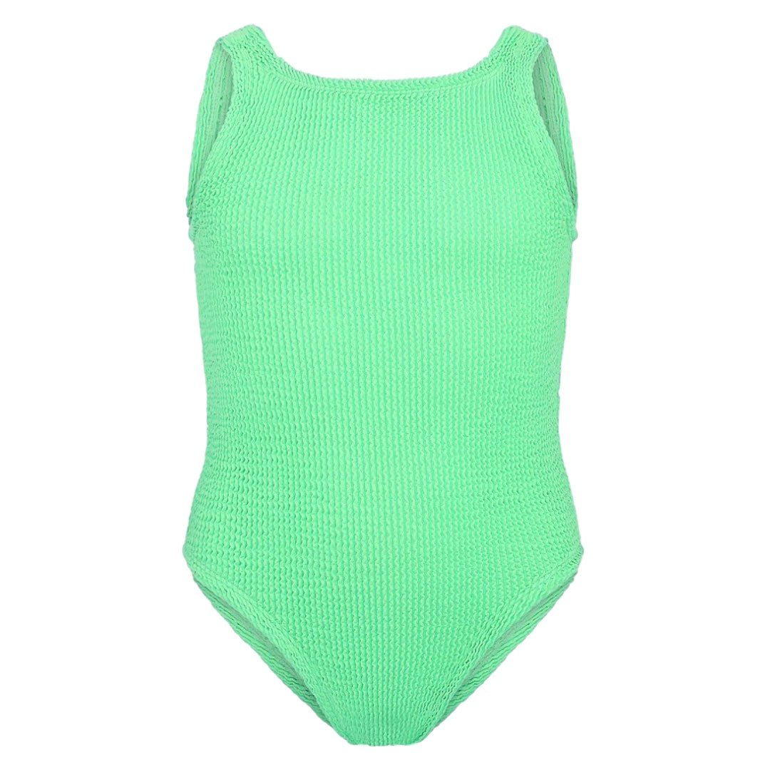 LIME CLASSIC CRINKLED ONE PIECE SWIMSUIT (PREORDER) - HUNZA G KIDS