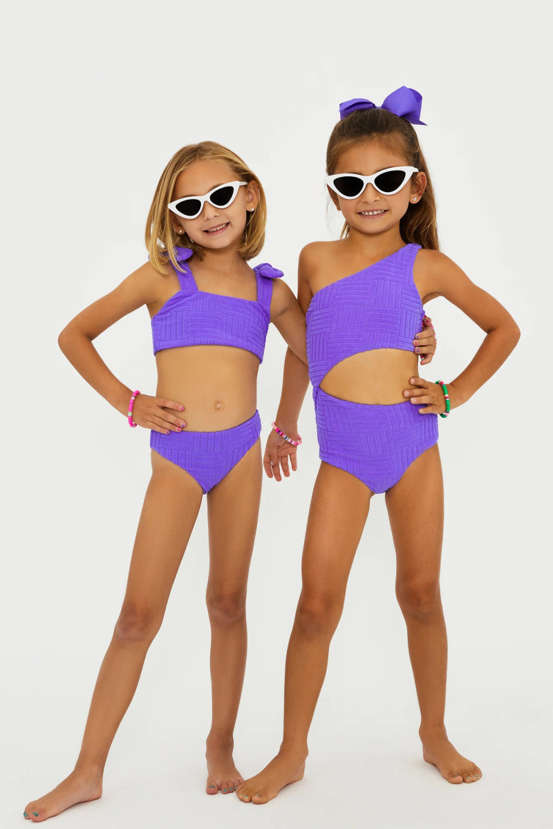 Little Stella Two Piece Ultra Violet Terry Girls Swimwear Beach Riot