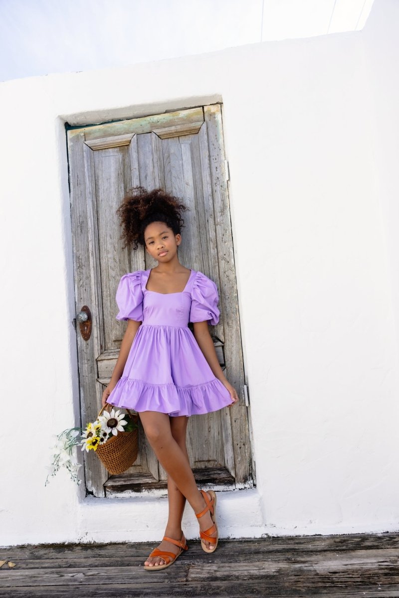 LOGAN OPEN BACK PUFF SLEEVE DRESS (PREORDER) - DRESSES