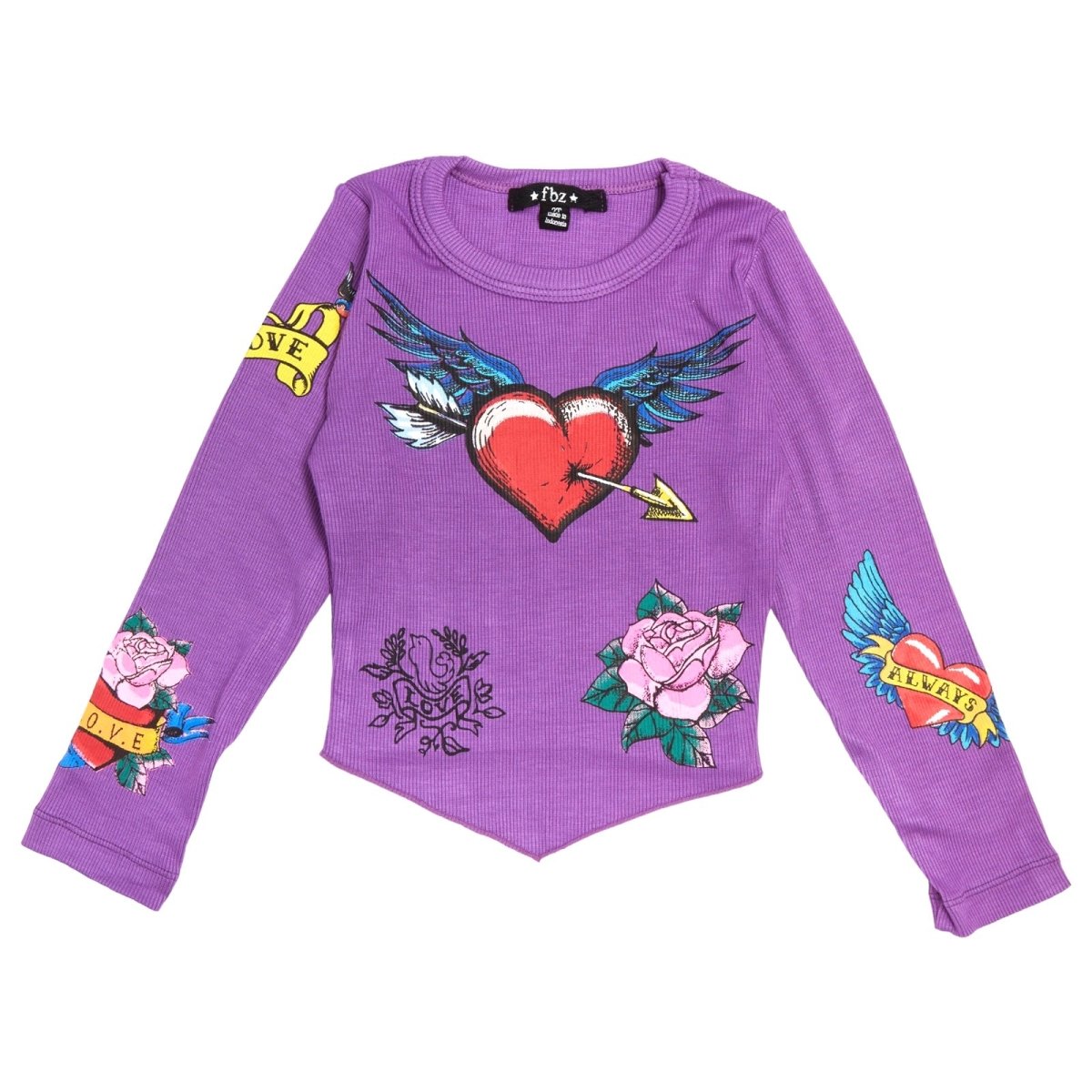 LOVE WINGED LONG SLEEVE V TOP - FLOWERS BY ZOE