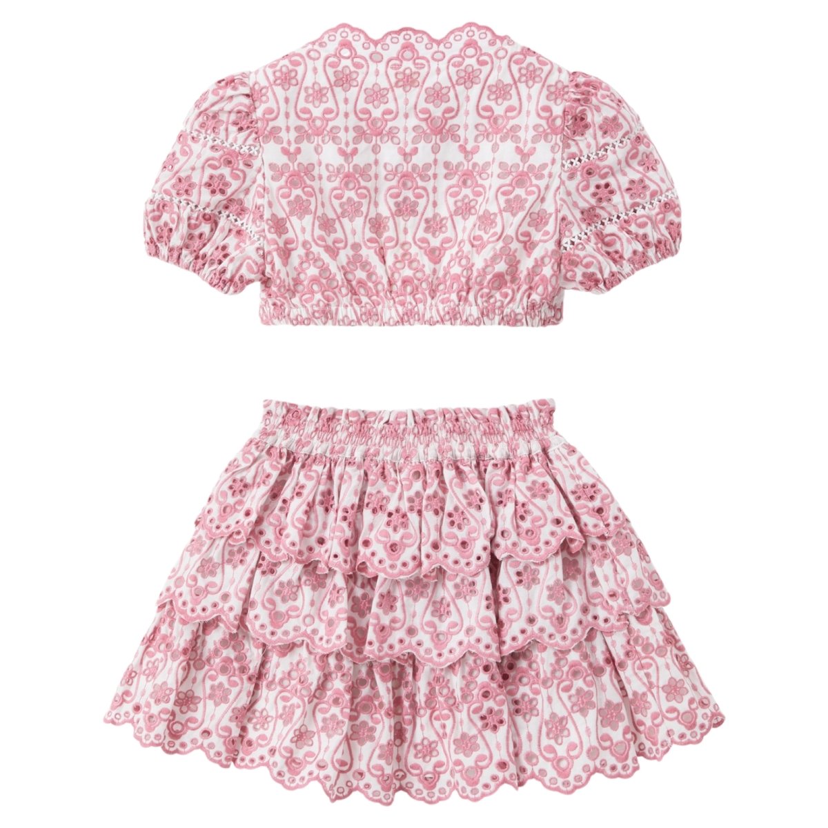 MARGAUX EMBROIDERED CROP TOP AND RUFFLE SKIRT SET - SET