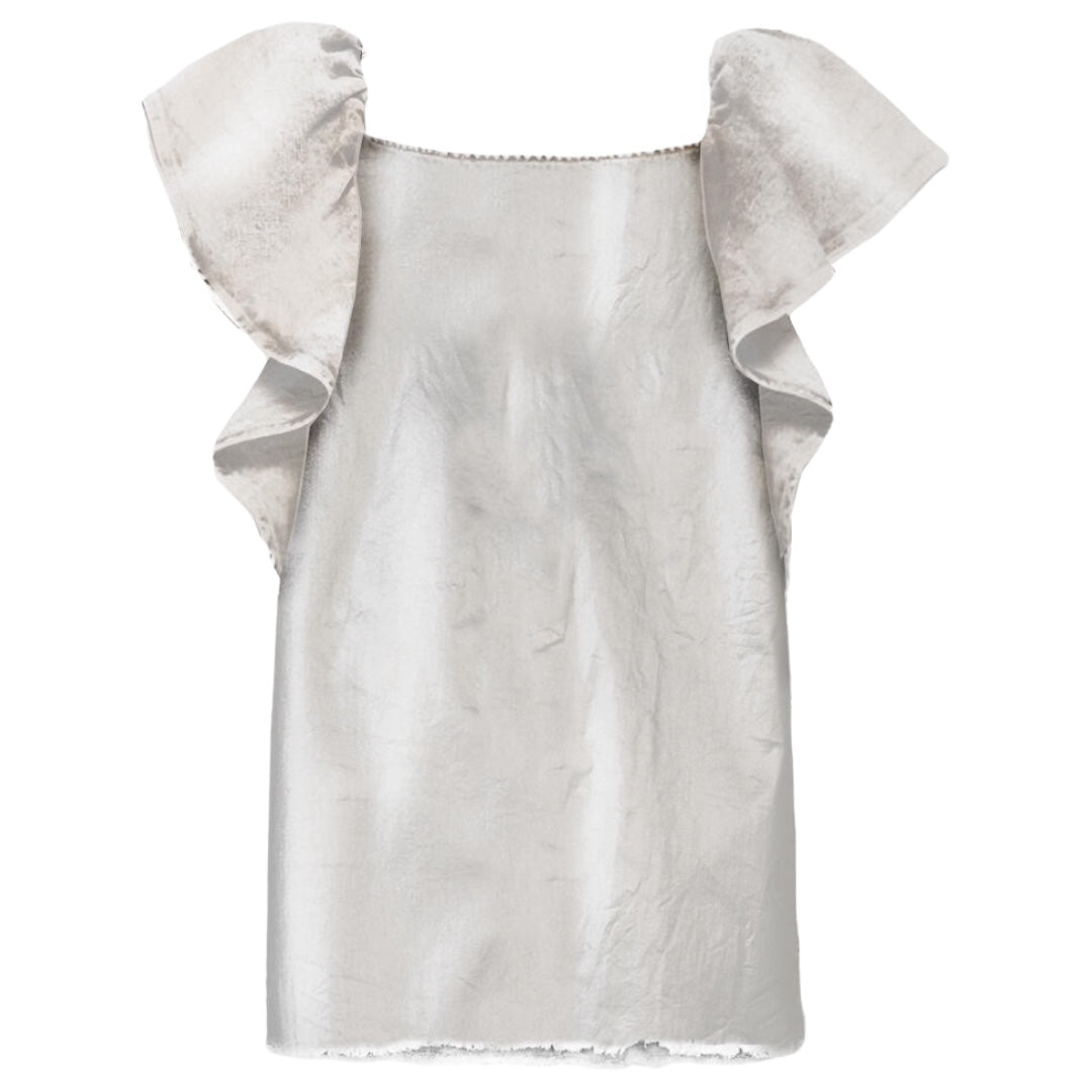 METALLIC RUFFLE DENIM DRESS (PREORDER) - ANDORINE