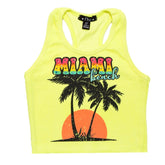 MIAMI BEACH CRYSTAL NEON TANK TOP - TANK TOPS