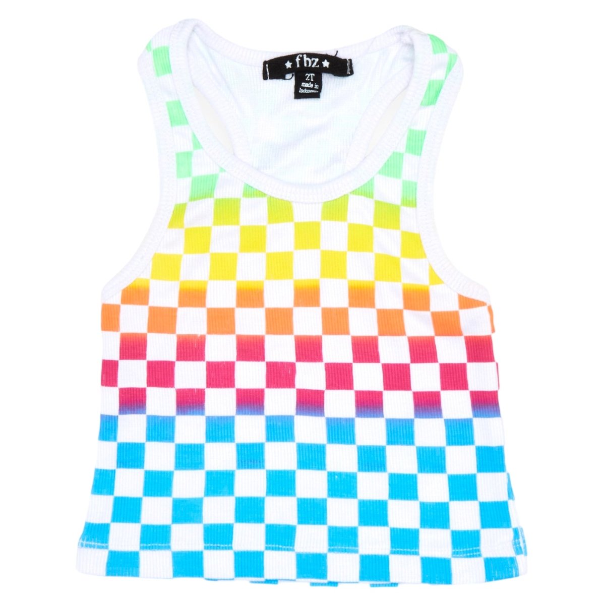 NEON CHECKERED TANK TOP - FLOWERS BY ZOE