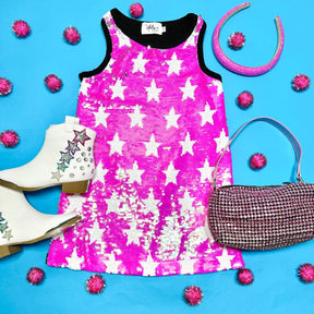 NEON FLIP SEQUIN STARS DRESS - LOLA AND THE BOYS