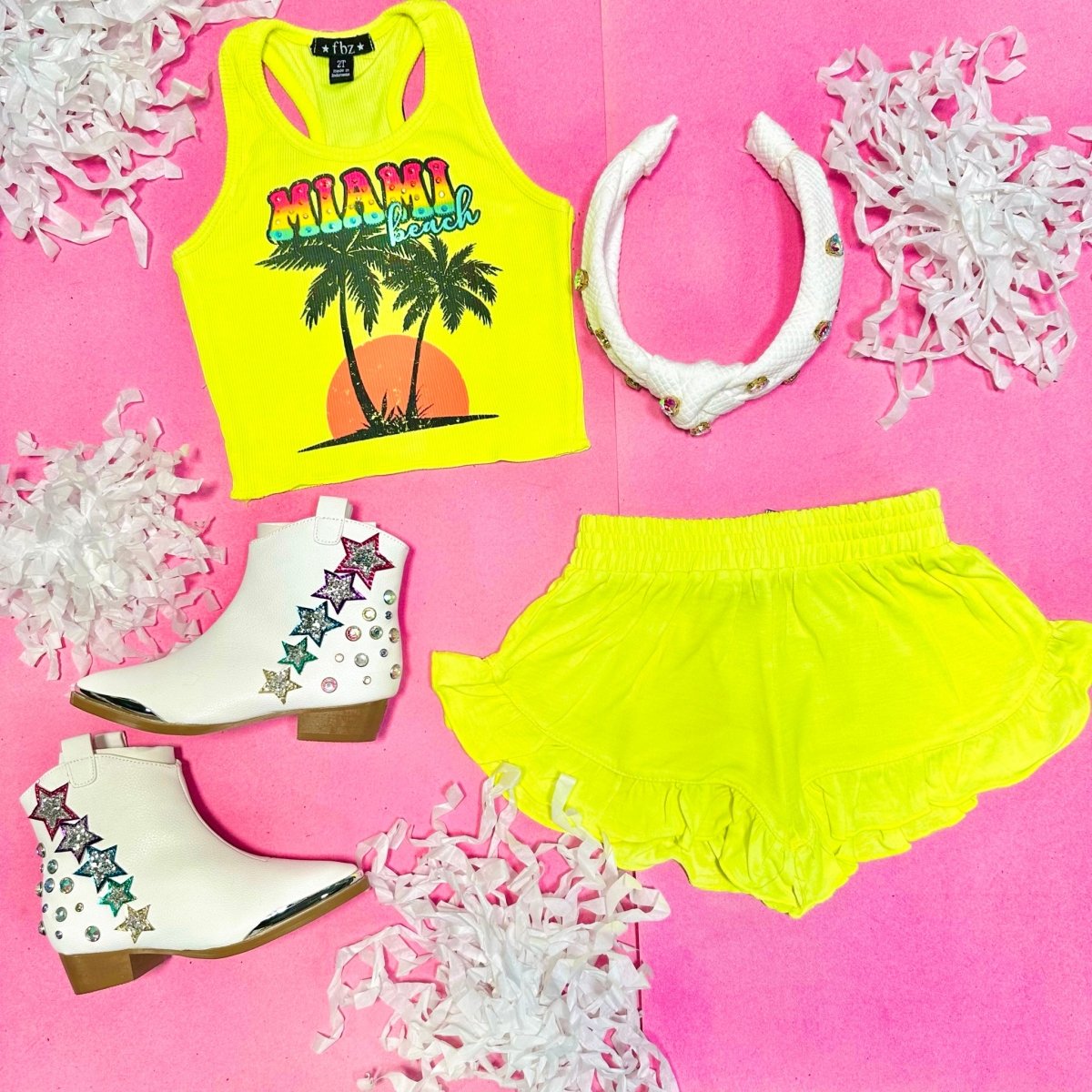 NEON RUFFLE SHORTS - SHORTS