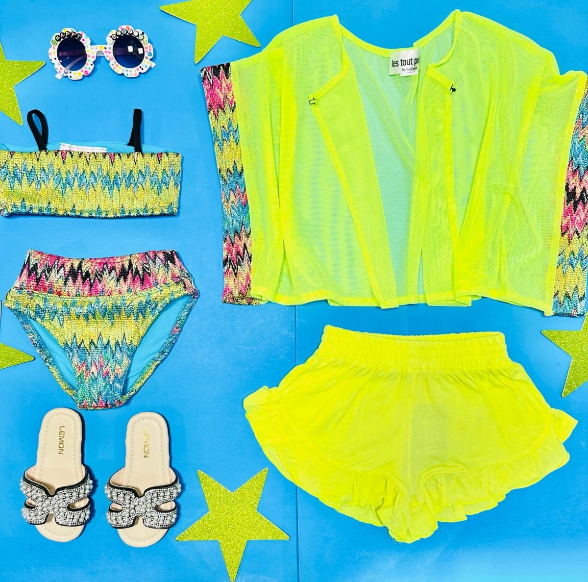 NEON RUFFLE SHORTS - SHORTS