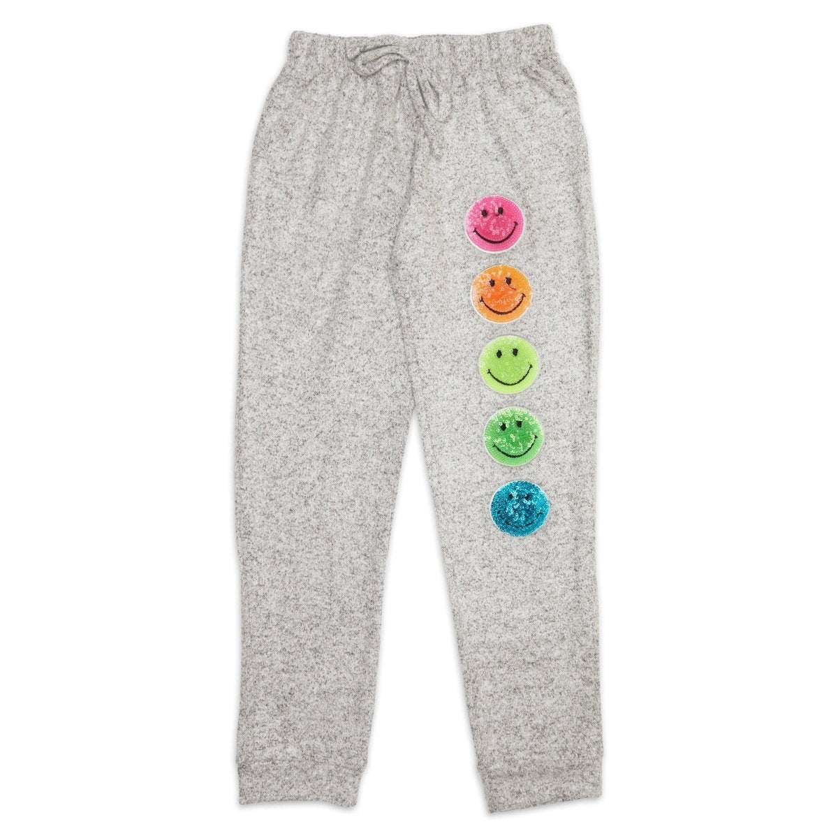 NEON SEQUIN SMILEY FACE HACCHI SWEATPANTS - MALIBU SUGAR