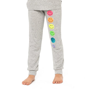 NEON SEQUIN SMILEY FACE HACCHI SWEATPANTS - MALIBU SUGAR