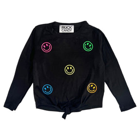 NEON SMILEY FACE LONG SLEEVE TSHIRT - ROCK CANDY
