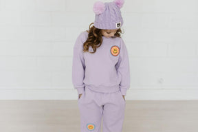 NEON SMILEY FACE SWEATSHIRT AND SWEATPANTS SET - PETITE HAILEY