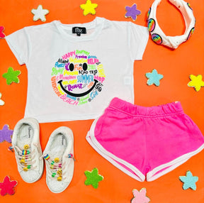 NEON SMILEY FACE TSHIRT - FLOWERS BY ZOE