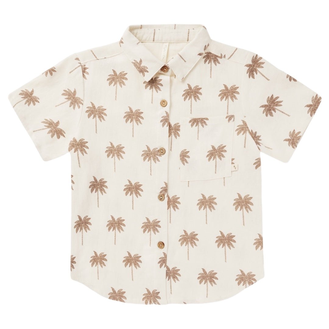 PARADISE PALM TREE BUTTON DOWN TOP - RYLEE + CRU