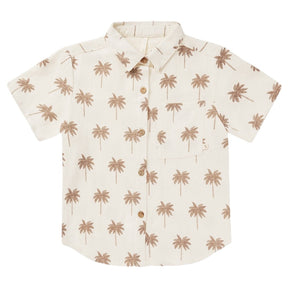 PARADISE PALM TREE BUTTON DOWN TOP - RYLEE + CRU