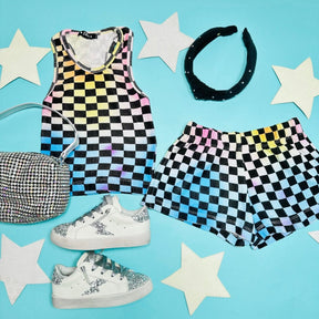 PASTEL CHECKERED TANK TOP - FLOWERS BY ZOE