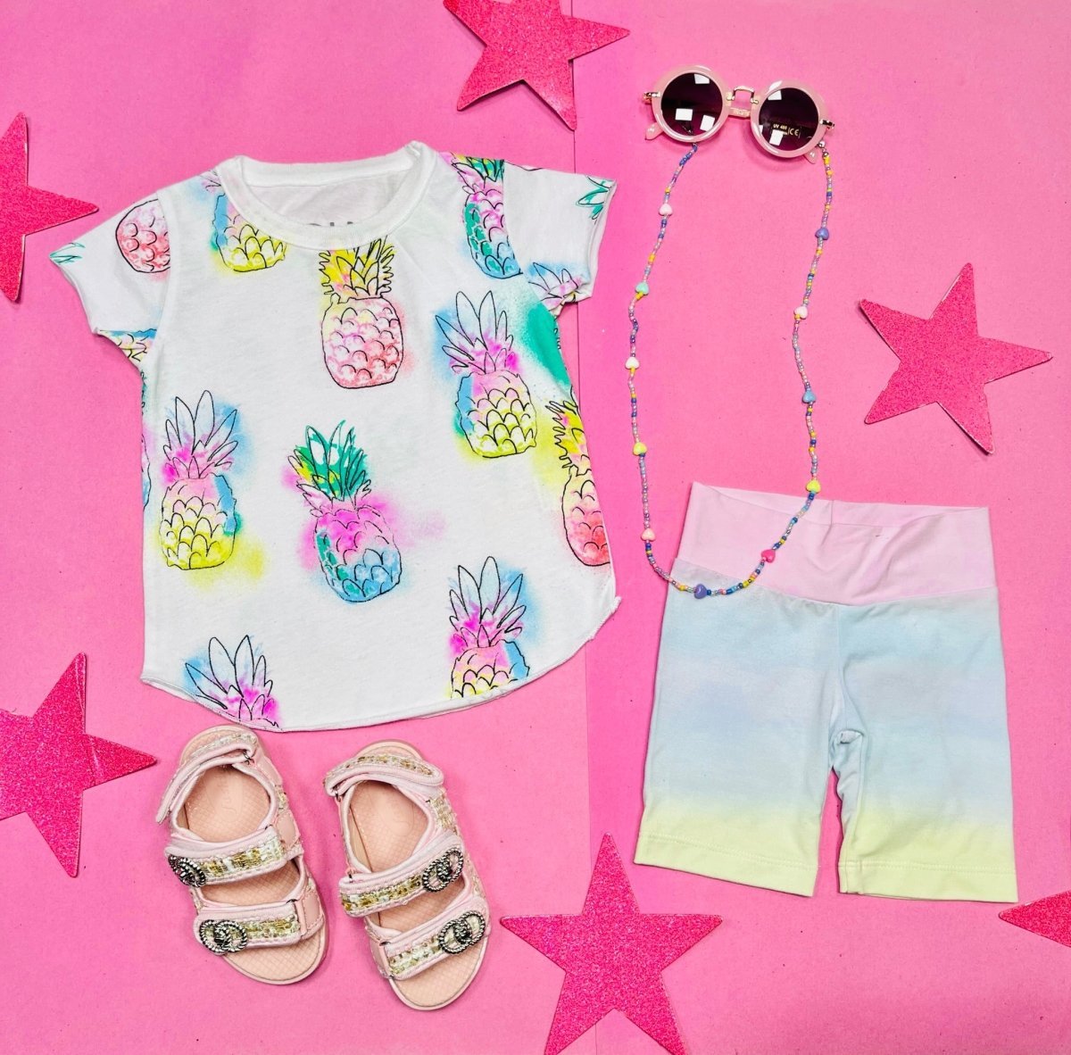 PASTEL OMBRÉ BIKER SHORTS - SHORTS