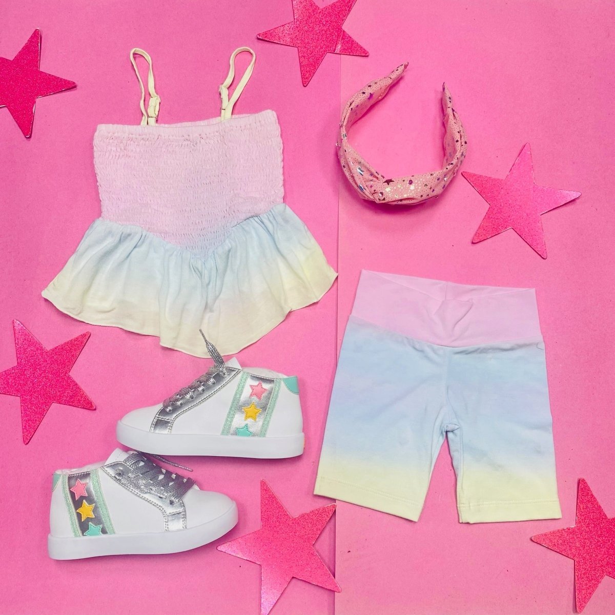 PASTEL OMBRÉ BIKER SHORTS - SHORTS