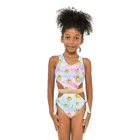 PASTEL SMILEY ONE PIECE WRAP SWIMSUIT - TWO PIECE BIKINI