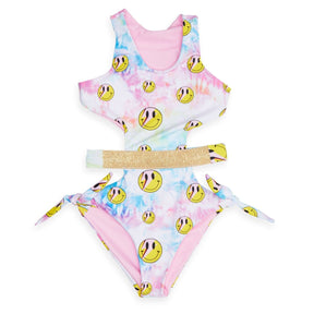 PASTEL SMILEY ONE PIECE WRAP SWIMSUIT - TOO COOL BEACHWEAR