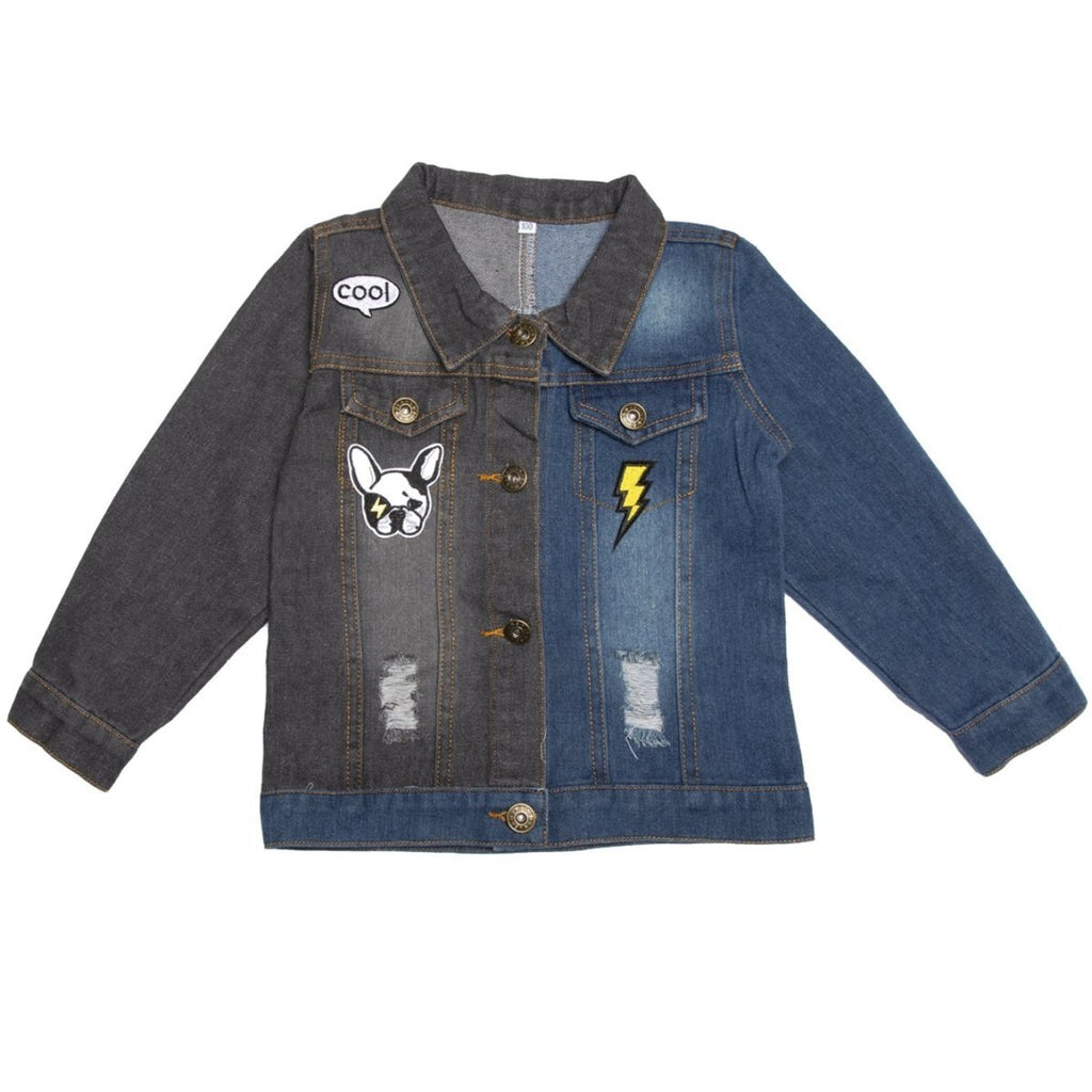 jeanjacket mini backpack PATCH SPLIT DENIM JACKET by MINI DREAMERS | Kids Fashion