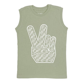 PEACE OUT MUSCLE TANK TOP - TANK TOPS