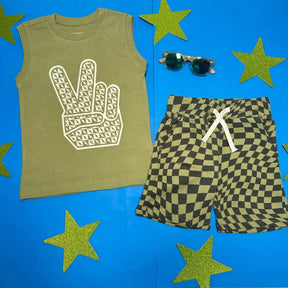 PEACE OUT MUSCLE TANK TOP - TANK TOPS