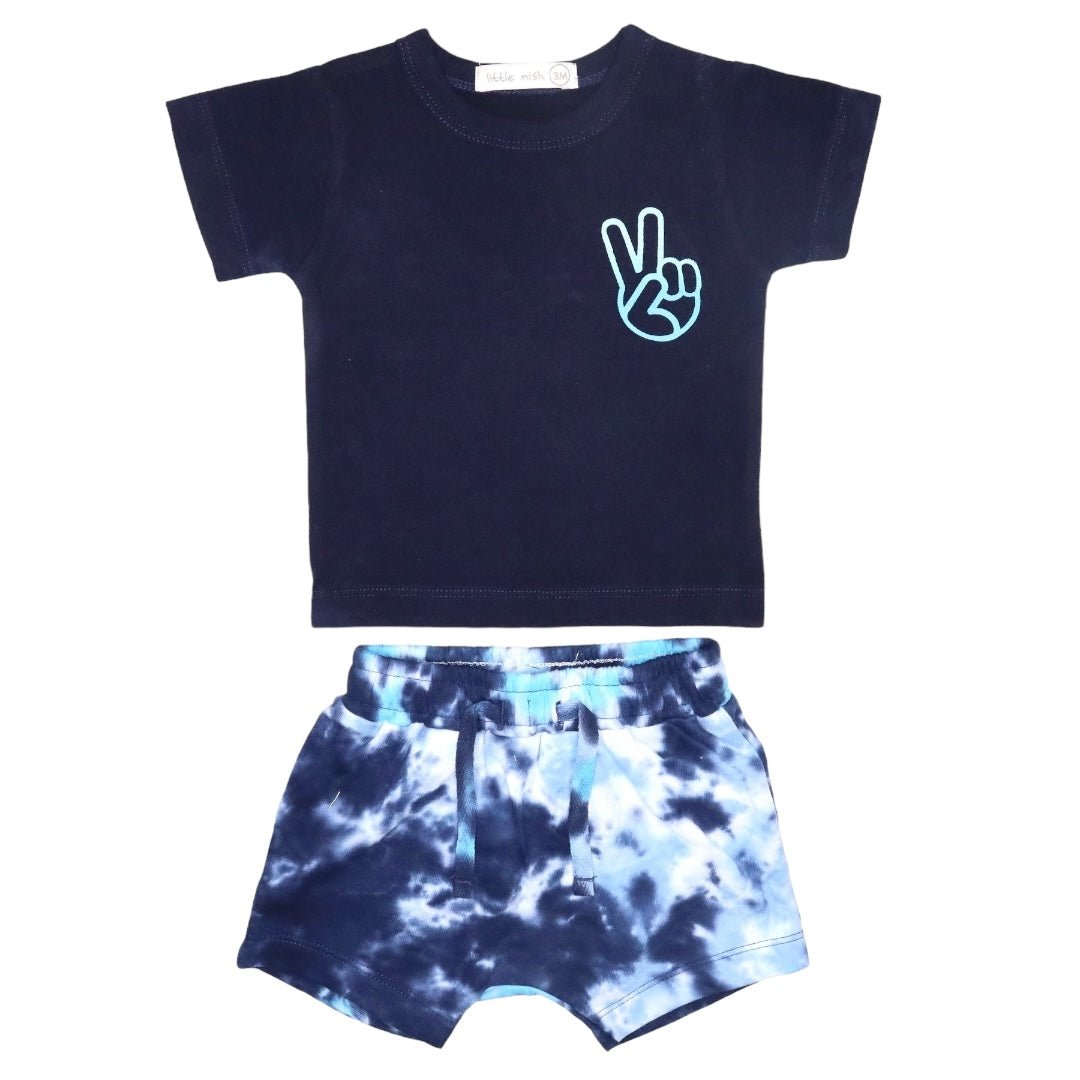 PEACE OUT TSHIRT AND TIE DYE SHORTS SET (PREORDER) - MISH MISH