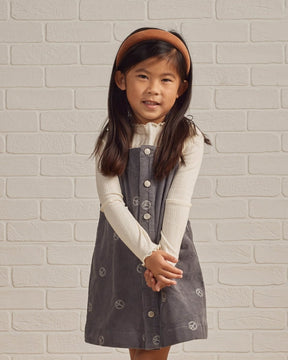 PEACE SIGN CORDUROY OVERALL DRESS - RYLEE + CRU