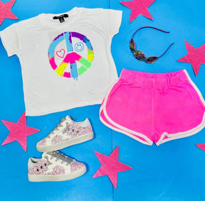 PEACE SIGN GRAFFITI TSHIRT - SHORT SLEEVE TOPS