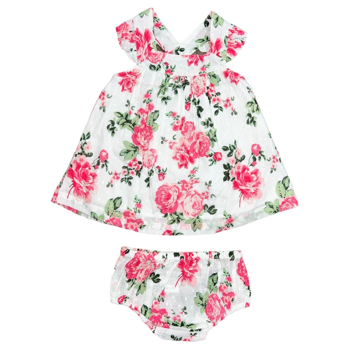 PEONY FLORAL DRESS AND DIAPER COVER SET - DRESSES